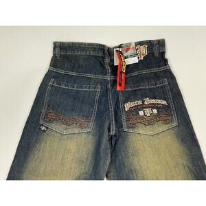 New VTG Y2K Paco Jeans 32x34 baggy embroidered wide-leg skater street 1989 denim